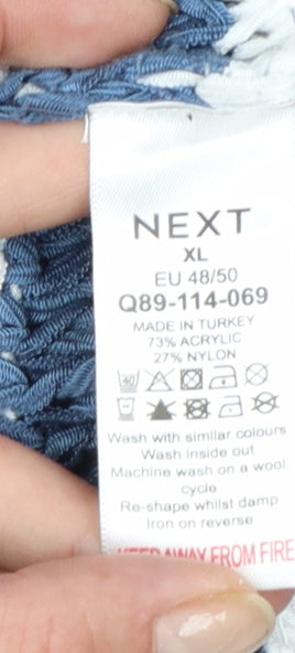 Next Women Blue White Striped V-Neck Knit Jumper XL