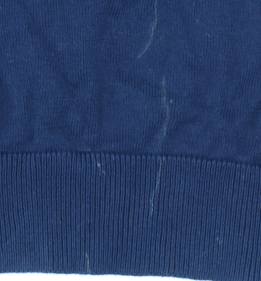 Next Men's Blue Striped Cotton Polo Shirt Size L Short Sleeve