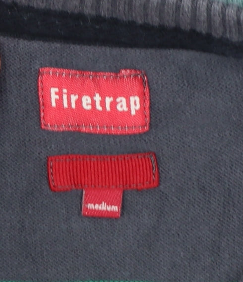 Firetrap Men's Multicoloured Striped Cotton Crew Neck Jumper Medium