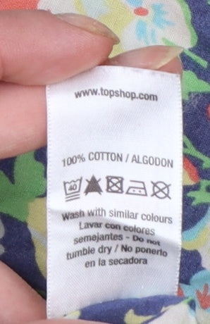 Topshop Women’s Multicoloured Floral Cotton A-Line Dress Size 12