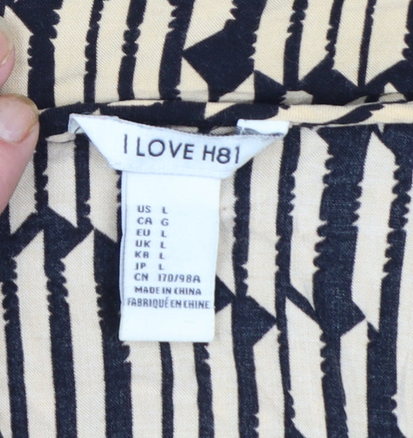 I Love H81 Women's Beige Geometric Tunic Blouse Size L