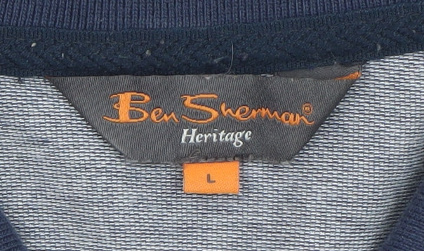Ben Sherman Heritage Grey Men's L Polo Shirt Short Sleeve Cotton