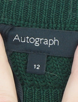 Marks and Spencer Women Green Size 12 Crew Neck Knit Jumper