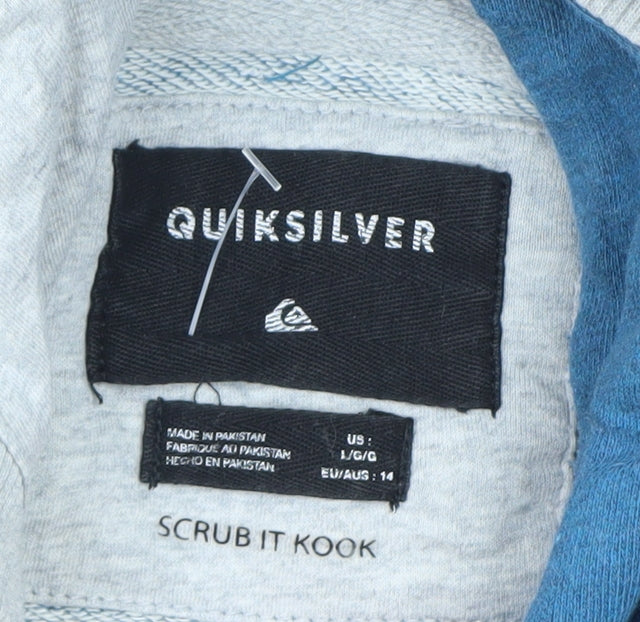 Quiksilver Men's Blue Full Zip Hoodie Size L Surf Logo Cotton Blend