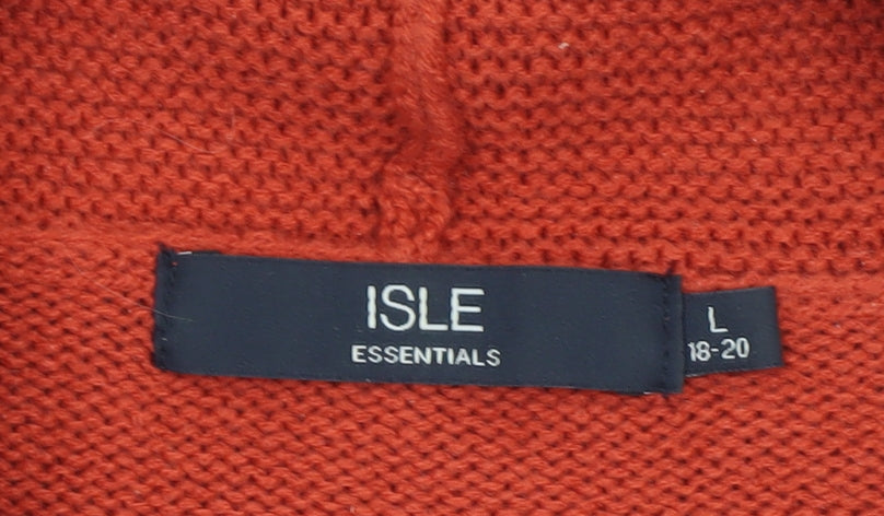 ISLE Essentials Women's Orange Cowl Neck Cable Knit Jumper Size 18-20