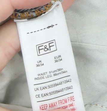 F&F Men's Blue Relaxed Fit Straight Leg Jeans 36W 34L Denim