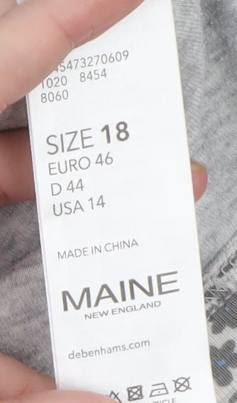 Maine New England Women's Grey V-Neck Cotton T-Shirt Size 18