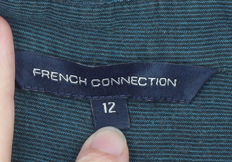 French Connection Women's Blue Cotton Collared Tunic Blouse Size 12