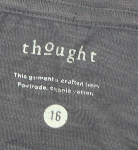 Thought Women’s Grey Organic Cotton Long Sleeve T-Shirt Size 16