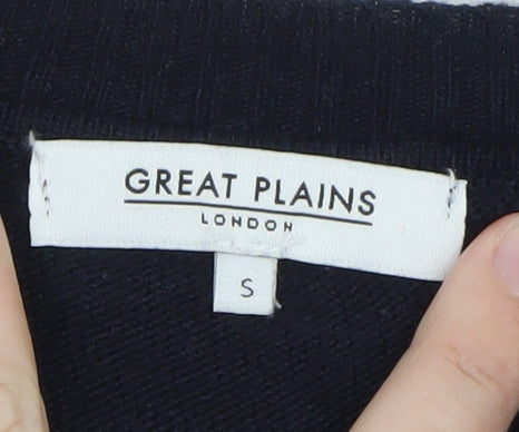 Great Plains Women's Blue Crew Neck Wool Blend Jumper Size S