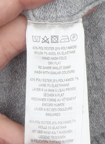 French Connection Women Grey Roll Neck Jumper M Knit Wool Blend