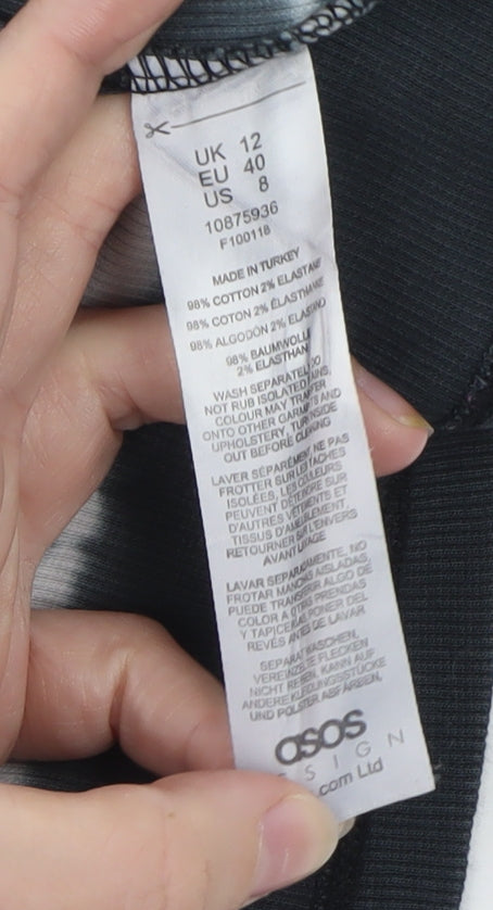 ASOS Women’s Black Tie-Dye Cropped Long Sleeve Mock Neck Top Size 12