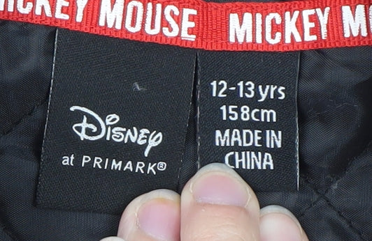 Disney Girls Black Varsity Jacket 12-13 Years Mickey Mouse Lined Bomber