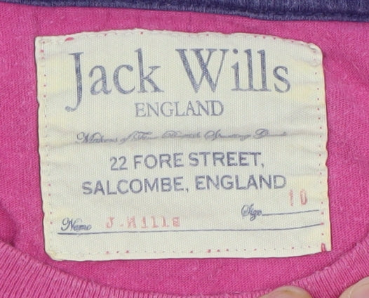Jack Wills Womens Pink Basic Crew Neck Cotton T-Shirt Size 10
