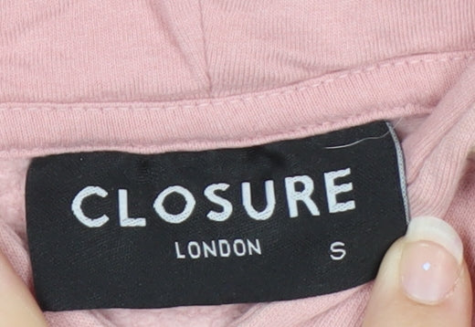 Closure London Womens Pink Small Pullover Hoodie Drawstring Cotton