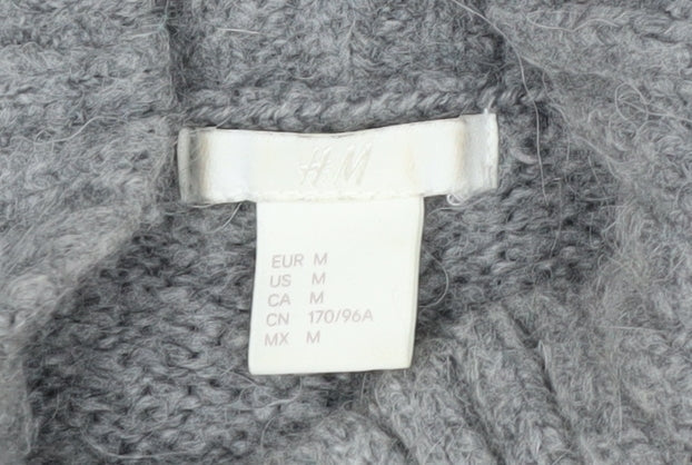 H&M Women Grey Roll Neck Wool Blend Jumper Medium Classic Winter