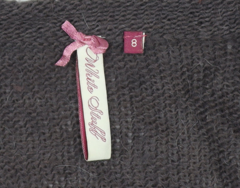 White Stuff Women’s Brown Wool Blend Open Knit Cardigan Size 8