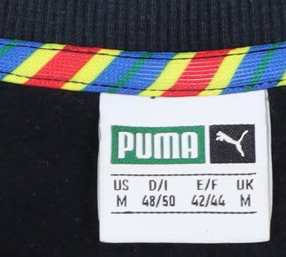 Puma Womens Black Medium Pullover Sweatshirt Embroidered Logo