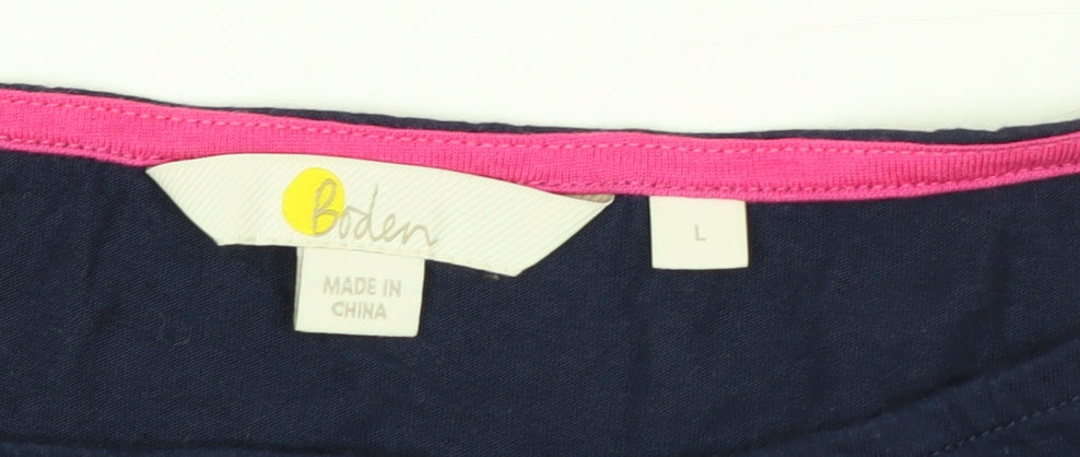 Boden Women’s Blue Long Sleeve Boat Neck Jersey Top Size L