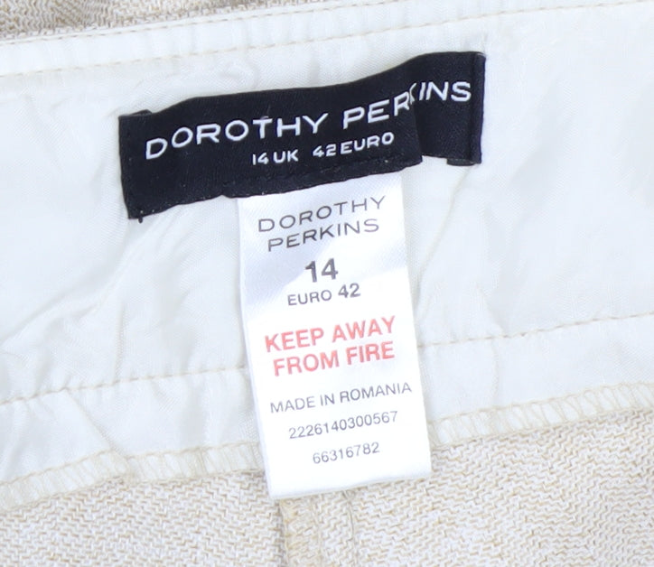 Dorothy Perkins Women’s Beige Wide-Leg Trousers Size 14 Classic Fit