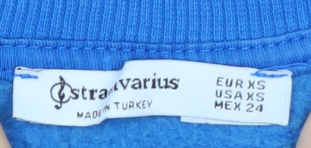 Stradivarius Womens Blue XS Pullover Sweatshirt Saint-Tropez Embroidered