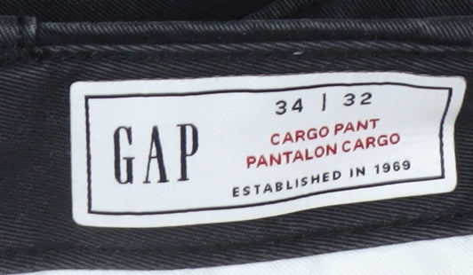 GAP Men's Black 34x32 Regular Fit Cargo Trousers
