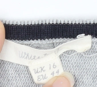 White Stuff Women’s Grey Size 16 Cotton Boat Neck Jumper