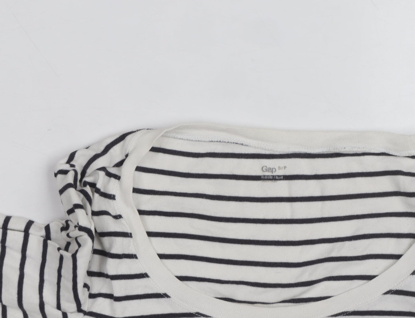 Gap Women’s White Striped 3/4 Sleeve Cotton T-Shirt Size S