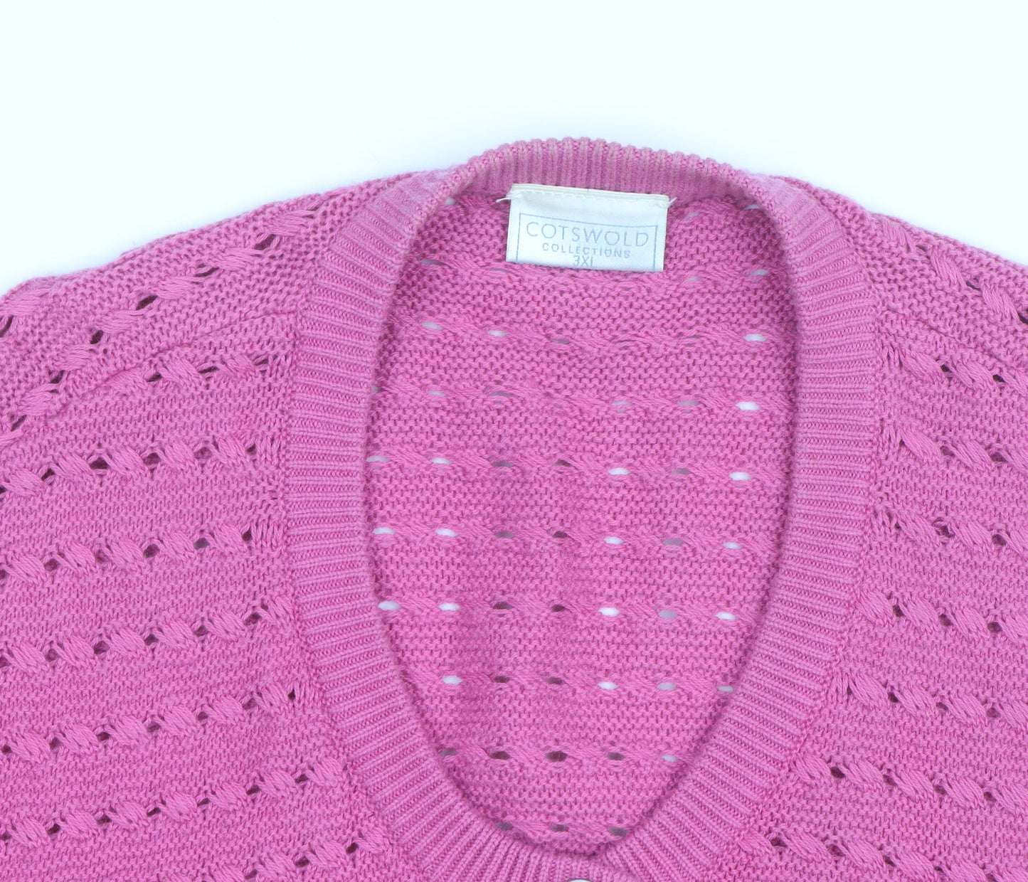 Cotswold Collections Women's Pink Round Neck Knit Cardigan 3XL