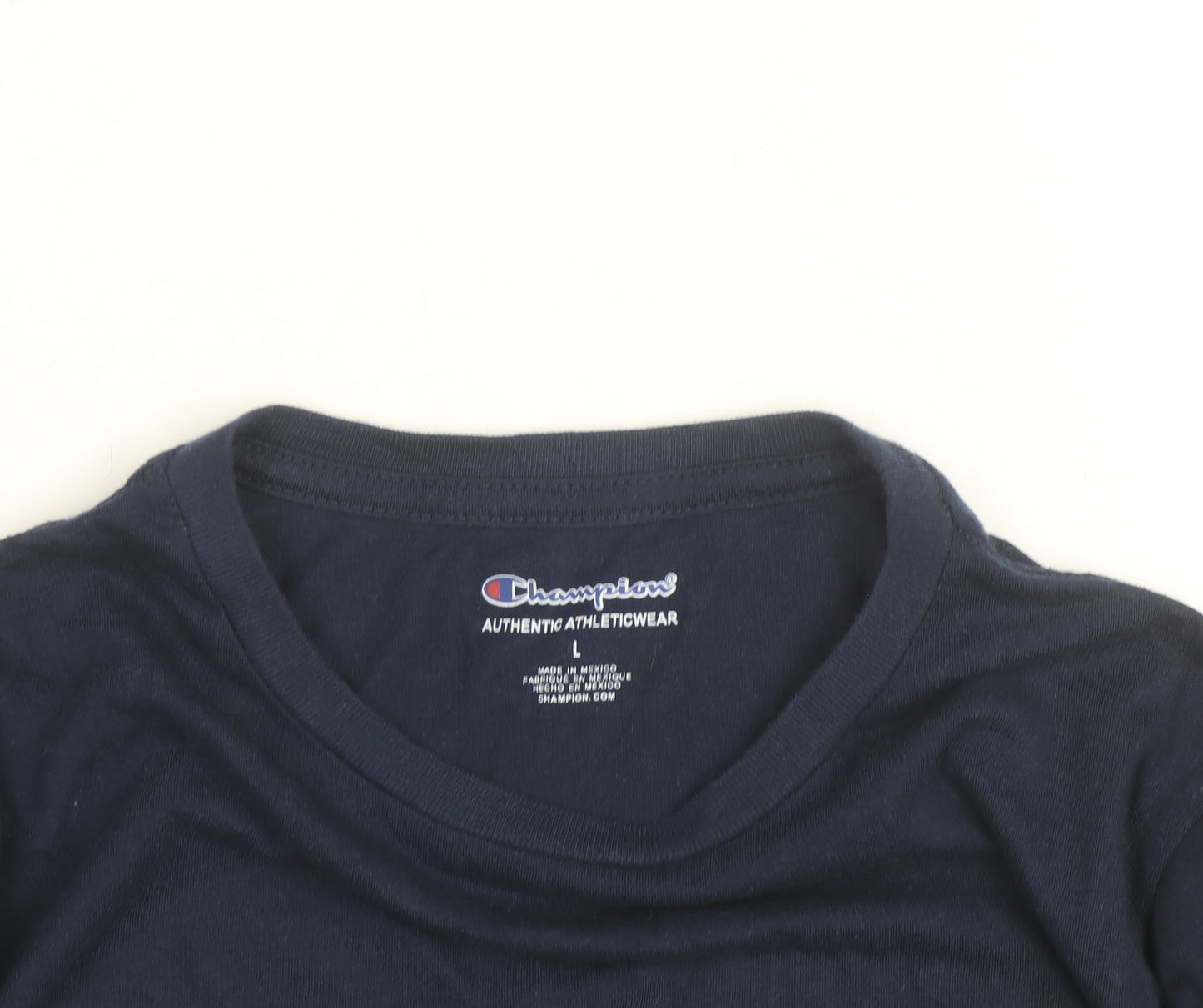 Champion Men's Blue Long Sleeve Crew Neck T-Shirt L