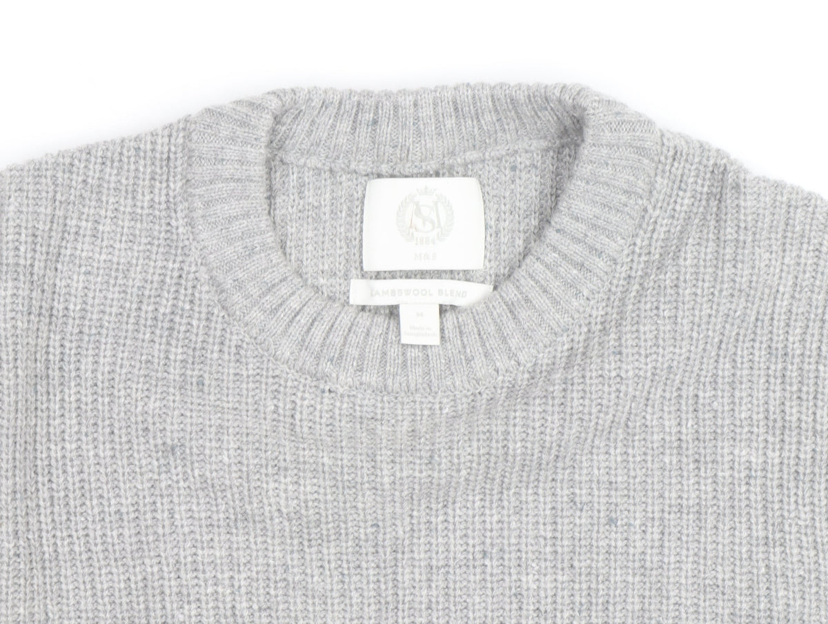 Marks & Spencer Men's Grey Lambswool Blend Pullover Jumper L