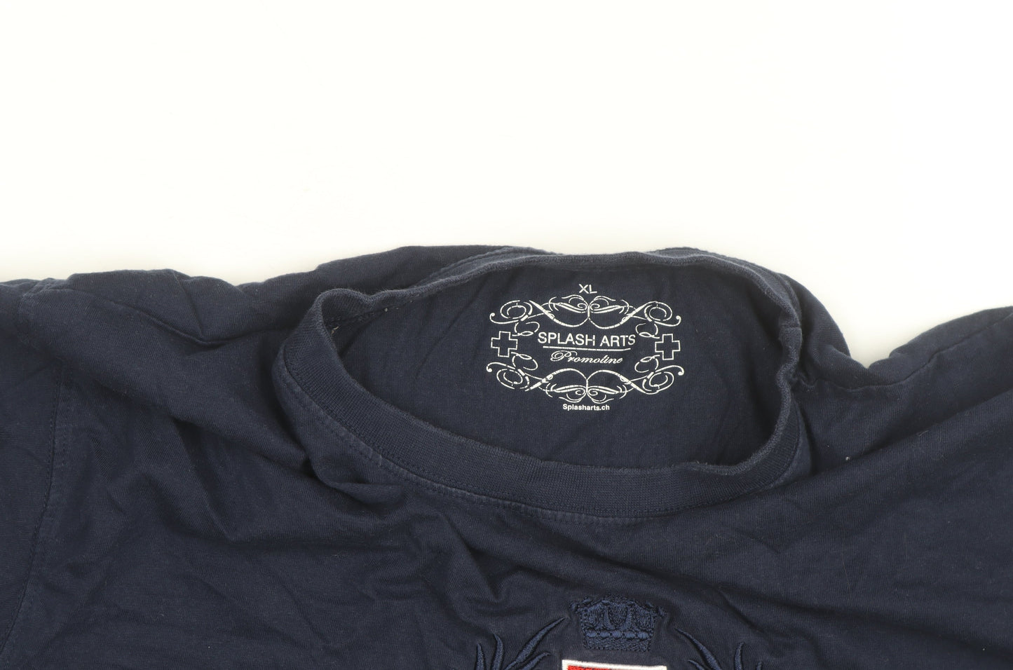 Splash Arts Mens Navy Switzerland Embroidered Cotton T-Shirt XL