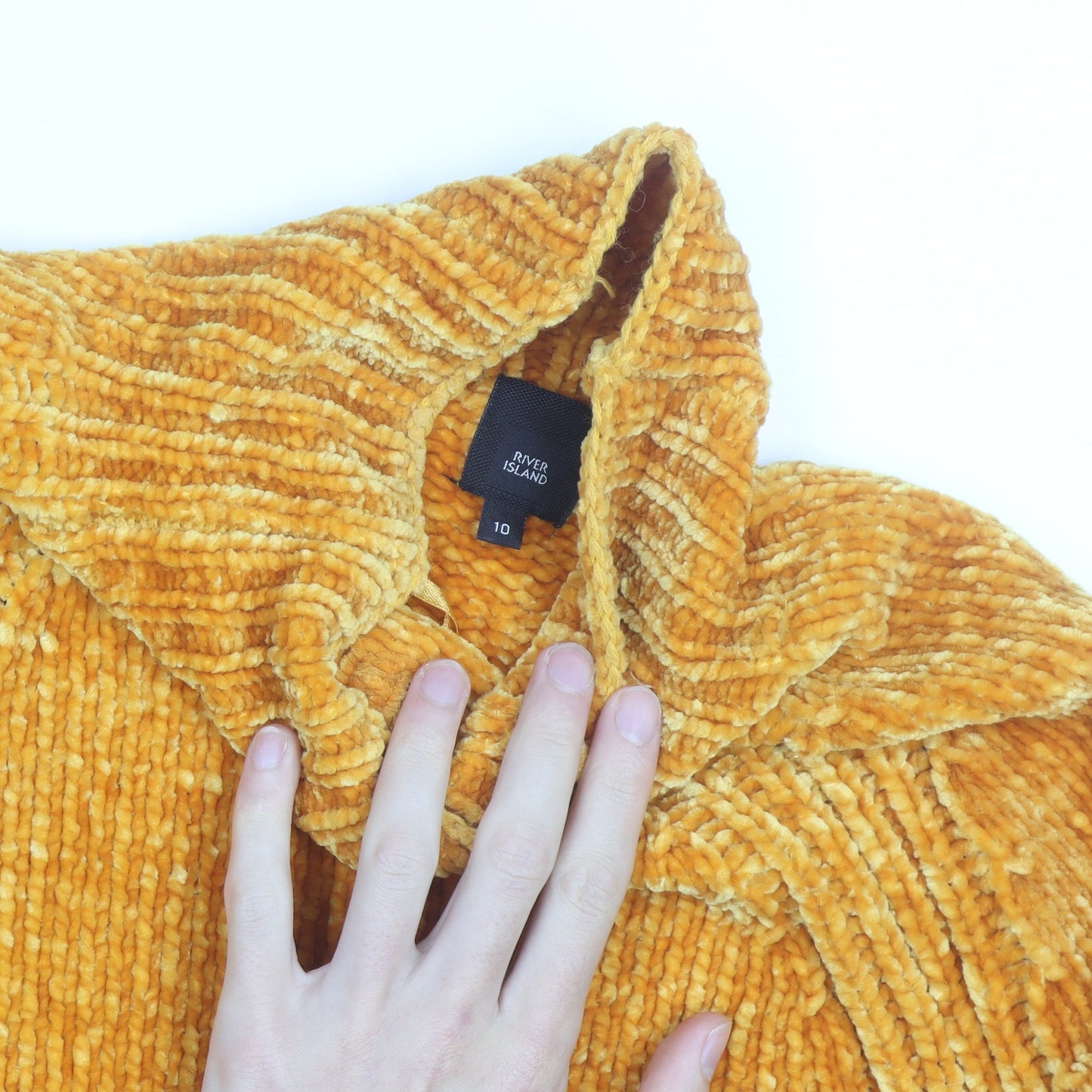 River Island Women’s Yellow Roll Neck Chunky Knit Jumper Size 10