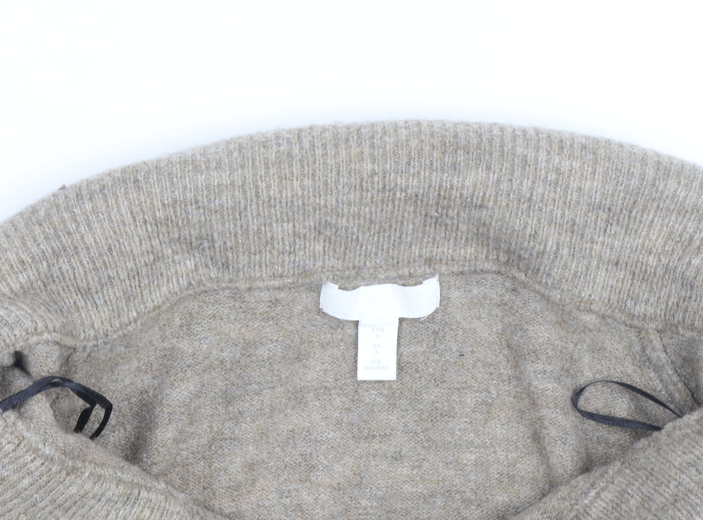 H&M Women Beige Cowl Neck Wool Blend Jumper Size S