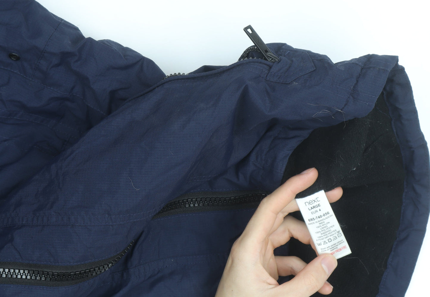Next Men's Blue Hooded Puffer Jacket Large Water Resistant Winter Coat
