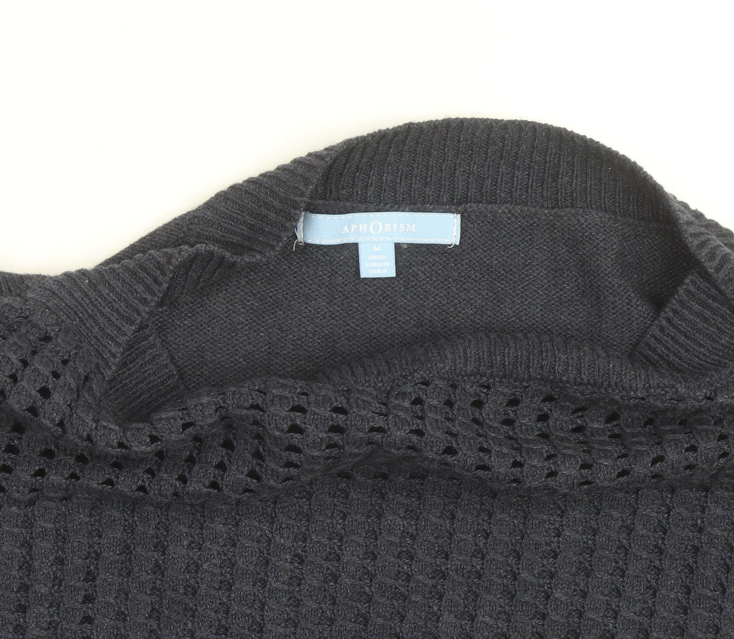 Aphorism Women’s Blue Open-Knit Crew Neck Jumper Size 12