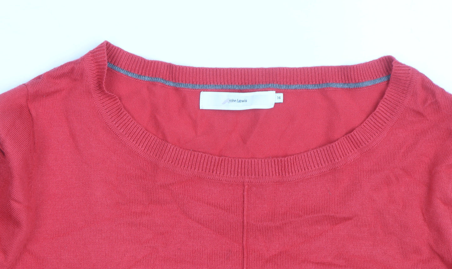 John Lewis Womens Red Crew Neck Long Sleeve Pullover Jumper Size 14
