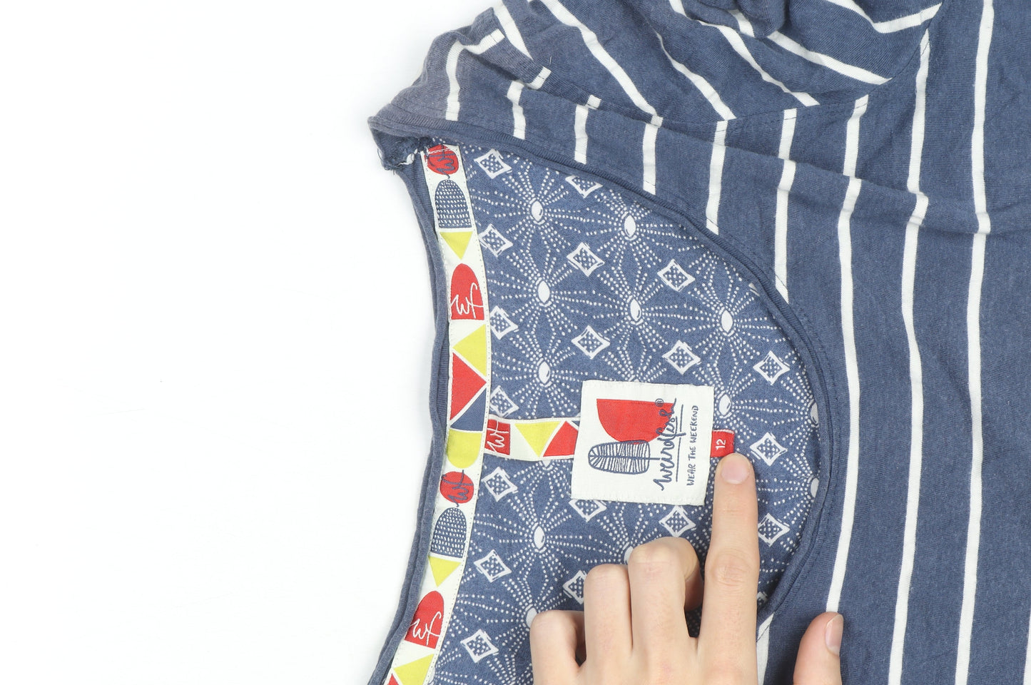Weird Fish Women's Blue Striped Shift Dress Size 12