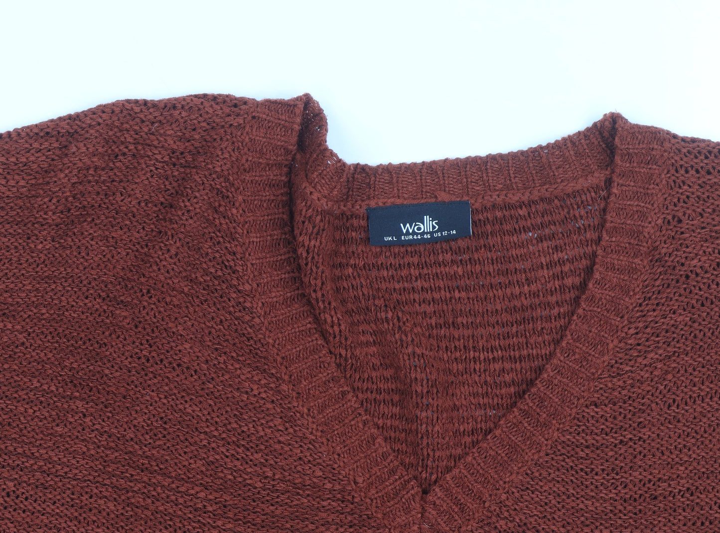 Wallis Women Rust V-Neck Long Sleeve Knit Jumper Size L 14-16