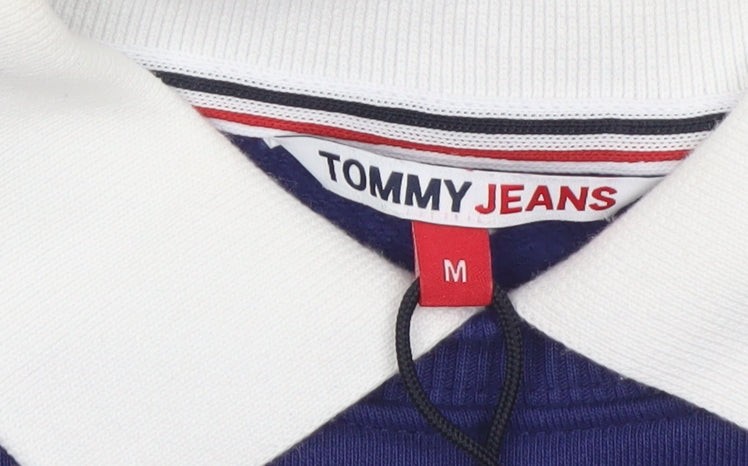 Tommy Jeans Women's Blue Collared Logo Pullover Sweatshirt Size M