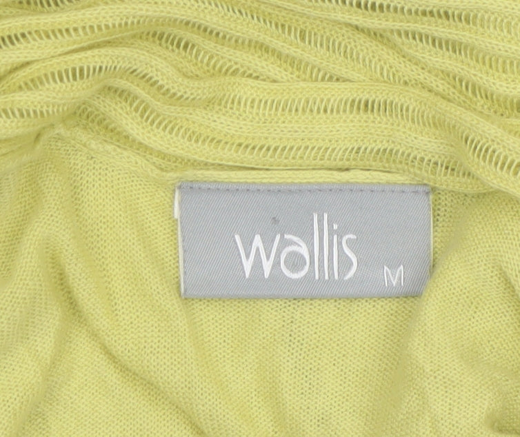 Wallis Women Green Knit Open Tie Cardigan Size M Long Sleeve