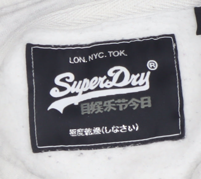 Superdry Womens Grey Logo Hoodie UK 14 Pullover Casual Sweatshirt
