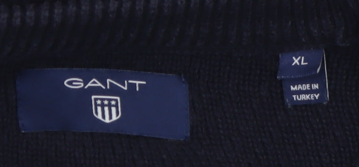 Gant Men's Blue Cotton Crew Neck Pullover Jumper XL