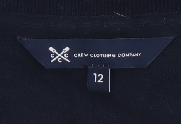 Crew Clothing Company Womens Blue Cotton Blend V-Neck Cardigan Size 12