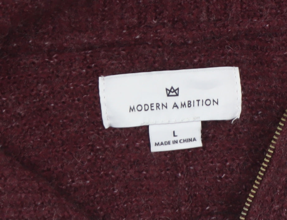 Modern Ambition Men's Red 1/2 Zip High Neck Knit Jumper Size L