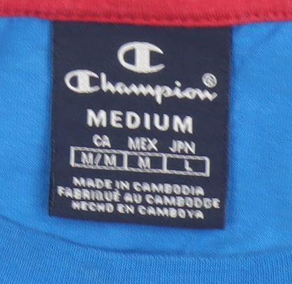Champion Men's Blue Crew Neck Short Sleeve Cotton T-Shirt M