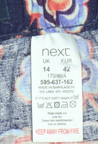 Next Women’s Multicoloured Floral A-Line Linen Skirt Size 14