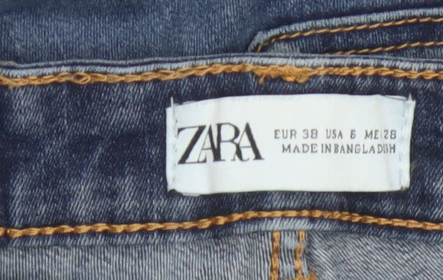 Zara Women Blue Skinny Stretch Jeans Size 10 Mid Rise Denim