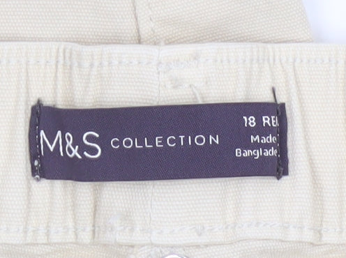 Marks and Spencer Women Beige Cargo Trousers Size 18 Regular Cotton
