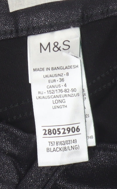 Marks and Spencer Women’s Black Slim Fit Stretch Trousers Size 8 Tall